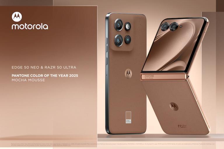 Motorola in der Pantonefarbe des Jahres – Mocha Mousse